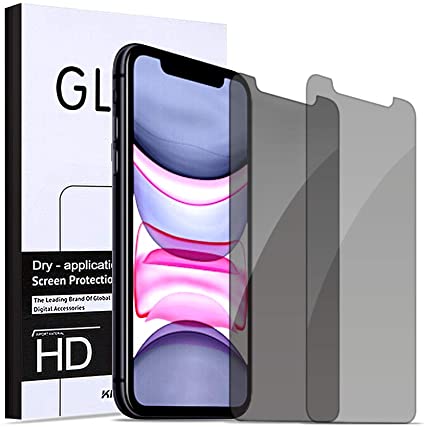 Privacy Screen Protector for iPhone 11/ iPhone XR 6.1 inch,[Anti-Scratch/Spy] 9H Tempered Glass Screen Protector for iPhone 11 /XR 2019 Easy Install,Case Friendly, 2-Pack