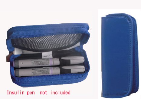 Diabetic Insulin Pen/Syringes Cooler Pocket Case- 2 X Ice Packs Included (Blue)