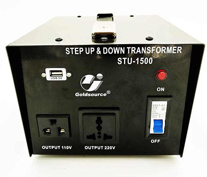 1500W Auto Step Up & Step Down Voltage Transformer Converter, STU-C Series Heavy-Duty AC 110/220V Converter with US Standard, Universal, Schuko AC Outlets & DC 5V USB Port by Goldsource