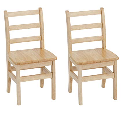 ECR4Kids 14" Hardwood 3-Rung Ladderback Chair, Natural (2-Pack)