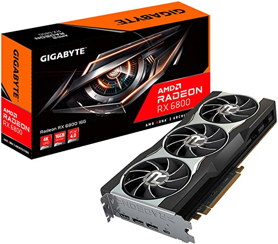 GIGABYTE AMD Radeon RX 6800 16G Graphics Card, 16GB GDDR6 Memory, Powered by AMD RDNA 2, HDMI 2.1, USB Type-C, WINDFORCE 3X Cooling System, GV-R68-16GC-B Video Card