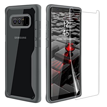 Galaxy Note 8 Case, AUNEOS Samsung Note 8 Case Cover with Screen Protector [Shock Absorption] [Wet Applied Protector] Note 8 Case Screen Protector (Grey)