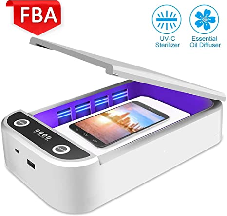 UV Cell Phone Sterilizer- UV Light Sanitizer Portable Cellphone Cleaner Box with Aromatherapy Function Smart Phone Disinfector for iPhone Android Phones Toothbrush Jewelry Watches … (cleanWhite)