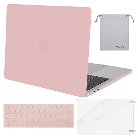 Mosiso MacBook Pro 13 Case 2017 & 2016 Release A1706/A1708, Plastic Hard Case Shell with Keyboard Cover with Screen Protector with Storage Bag for Newest MacBook Pro 13 Inch, Rose Quartz