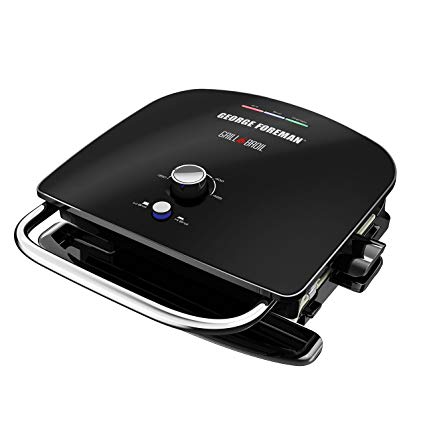 George Foreman GBR5750SBLQ Broil 7-in-1 Electric Indoor Grill, Broiler, Panini Press, and Waffle Maker, Removable Plates, Black