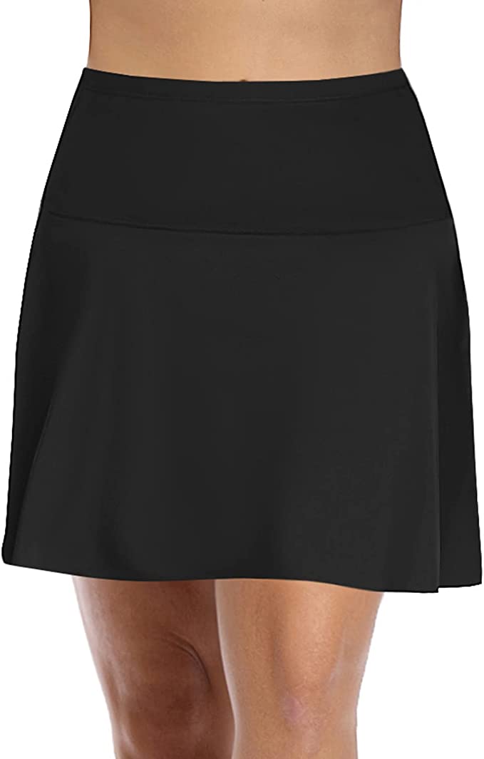 Daci Women Plus Size Tummy Control Swim Skirt Athletic High Waisted Swimsuit Bottom
