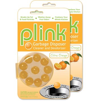 Plink Garbage Disposal Cleaner and Deodorizer, Orange Citrus Scent, Value 2-Pack for 20 Cleanings