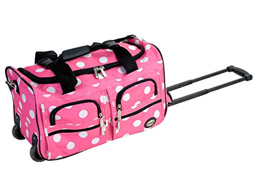 Rockland Luggage Rolling 22 Inch Duffle Bag, Pink Dot, One Size
