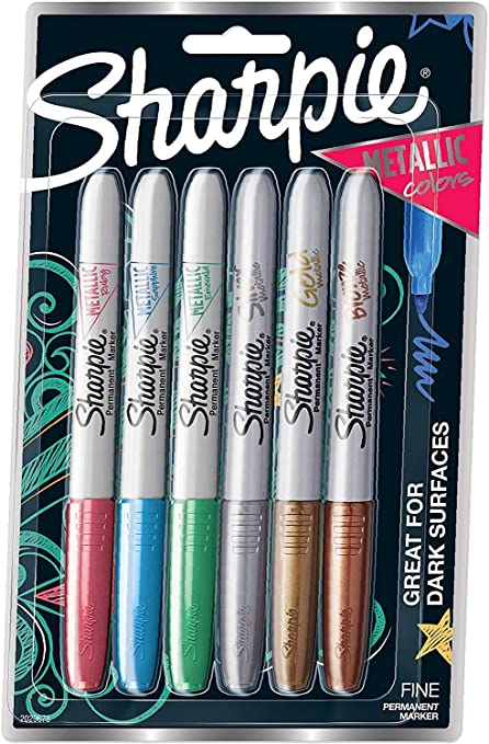 Sharpie Metallic Permanent Markers, Fine Point, Assorted Colors, 6-Count Permanent Marker (2029678) - 1