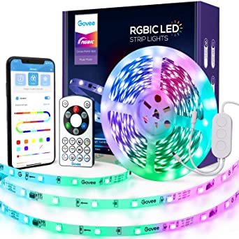 Govee RGBIC LED Strip Lights, Smart WiFi LED Light Compatible with Alexa, Google Assistant, APP Segmented Control, IR Remote Control Music Sync Lights for Bedroom, Office, Kitchen Decor, 16.4 Feet