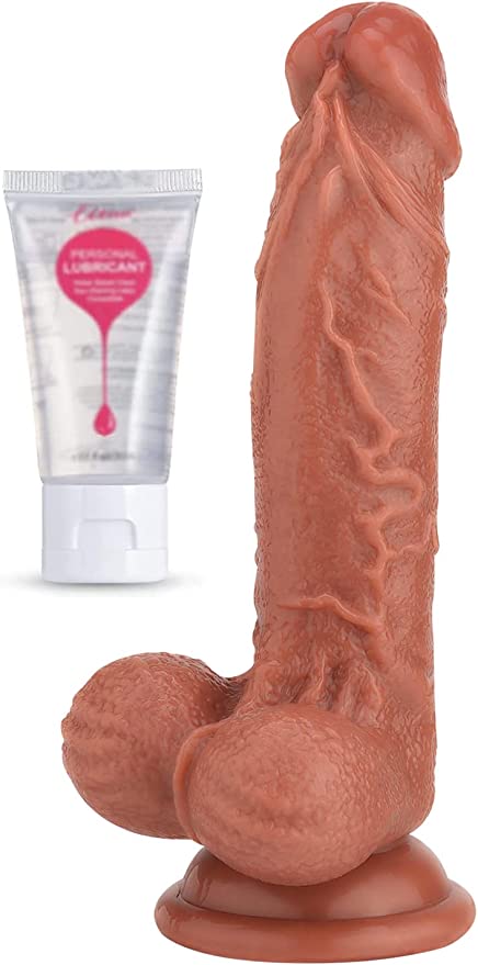 Realistic Dildo Sex Toys for Women - UTIMI 7.3'' Body Safe Material G spot Adult Lifelike Dildo with Strong Suction Cup Penis for Men Anal Hands-Free Play Sexual Wellness Products, Brown