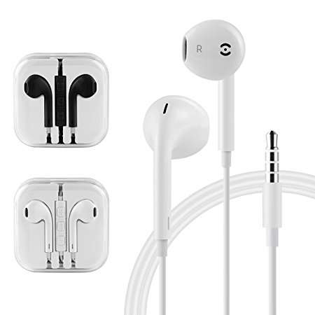 Aocosi Apple earphones,Earbuds,black and white Stereo Headphones and Noise Isolating headset , Mic and Remote Control for Apple iPhone iPod iPad Samsung Galaxy LG HTC (2 PACK)
