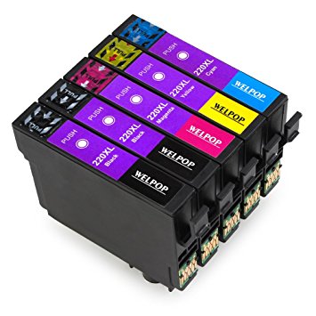 WELPOP 1 Set 1 Black High Yield Ink Cartridge Replacement For 220 220XL, ( 2B, 1C, 1M, 1Y ) 5 Pack Compatible with XP-320 XP-424 XP-420 WF-2630 WF-2650 WF-2660 WF-2760 WF-2750
