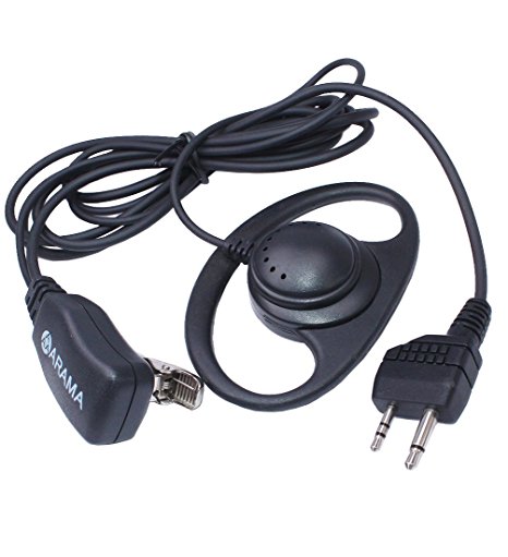 Arama B108L02 Pro D Shape Ear Hook Earpiece Headset with PTT & Mic for Midland Alan Dual pin 2 Way Radio