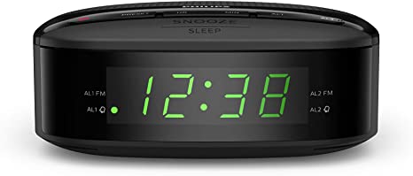 Philips Audio Clock Radio R3205/05 FM Radio (Dual Alarm, Sleep Timer, Compact Design, FM Digital Radio, Backup Battery) – 2020/2021 Model