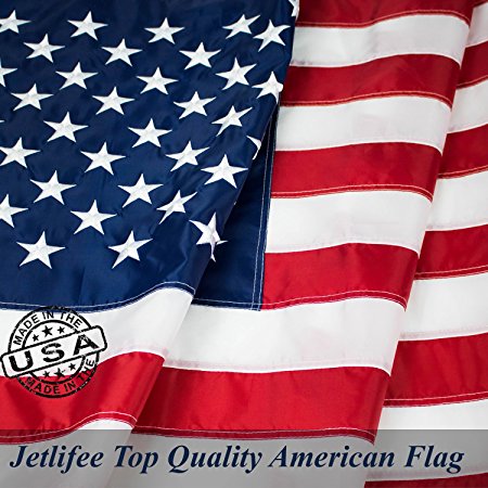 United States Flag- Top Quality 3X5Ft American Flag- Heavy-Use Nylon w/ Embroidered Stars & Sewn Stripes - Deluxe Fast-Dry, All-Weather USA Flag For Outdoors & Indoors- Fly It With Pride