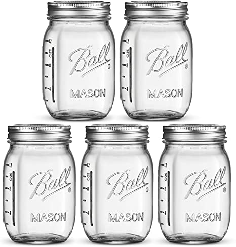 Regular Mouth Mason Jars 16 oz [5 Pack] With mason jar lids and Bands, mason jars 16 oz - For Canning, Fermenting, Pickling, Jar Decor - Microwave/Freeze/Dishwasher Safe   SEWANTA Jar Opener