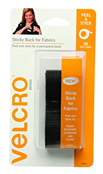 VELCRO Brand - Sticky Back for Fabrics: No sewing needed - 24" x 3/4" Tape - Black