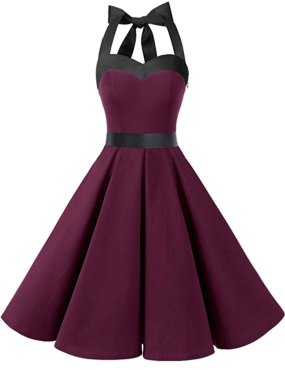 DRESSTELLS 50s Retro Halter Rockabilly Bridesmaid Audrey Dress Cocktail Dress