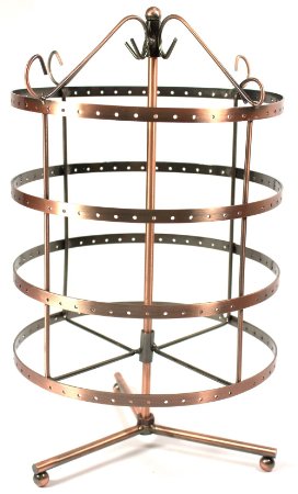4 Tiers Copper Color Rotating 92 pairs Earring Holder ~Necklace Organizer Stand ~ Jewelry Stand Display Rack Towers