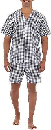 Fruit of the Loom Men's Broadcloth Short Sleeve Pajama Set