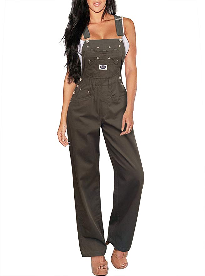 Revolt Women's Classic Bib Overalls - Olive, Khaki and Denim Blue Jean