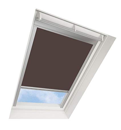 DARKONA ® Skylight Blinds For VELUX Roof Windows - Blackout Blind - Many Colours / Many Sizes (SK06, Brown) - Silver Aluminium Frame