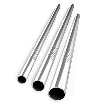 Long Stainless Steel Drinking Straws, Alink 3 Varied Size 12" Extra Long Sipper, 9.5mm for Smoothies, 12mm for Boba Tea with Cleaning Brush