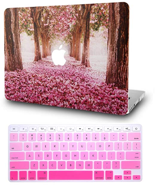 KEC Laptop Case for MacBook Pro 13" (2018/2017/2016) w/ Keyboard Cover Plastic Hard Shell A1989/A1706/A1708 Touch Bar (Cherry Blossoms)