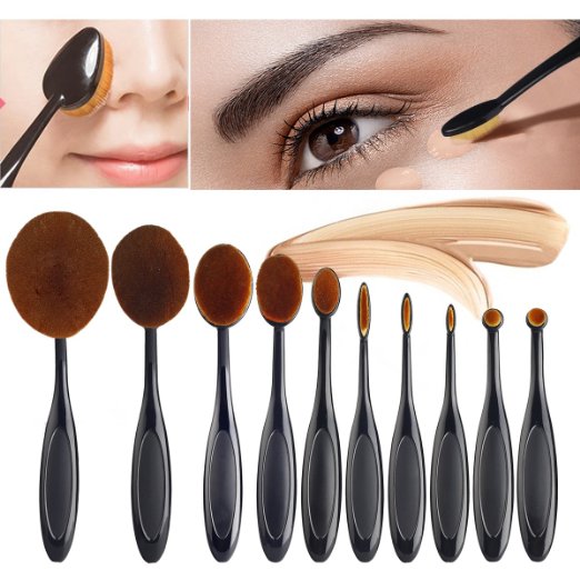 Professional 11 Pcs Soft Oval Toothbrush Makeup Brush Sets Foundation Brushes Cream Contour Powder Blush - Brush Finger Glove Slilicone Hand Cleaning Tool-Comenzar
