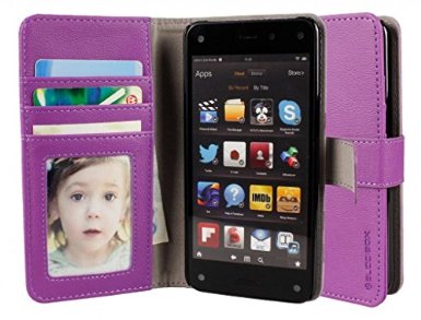 Fire Phone Case BUDDIBOX Wallet Case Premium PU Leather Wallet Case with Kickstand Card Holder and ID Slot for Amazon Fire Phone Purple