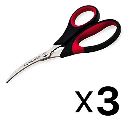 Rsvp Seafood Scissors - Stainless Steel With Santoprene Handles (3-Pack)