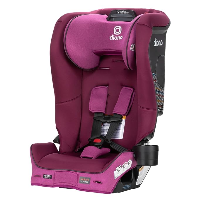 Diono Radian 3R SafePlus, All-in-One Convertible Car Seat, Rear and Forward Facing, SafePlus Engineering, 10 Years 1 Car Seat, Slim Fit 3 Across, Purple Plum