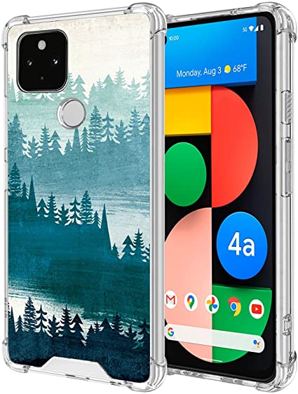 LSL Crystal Clear Case for Google Pixel 5 XL/Google Pixel 4a 5G 6.2 inch Fantastic Green Landscape Thin Anti-Scratch Non-Slip Protective TPU Not Yellowing Mobile Phone Cover