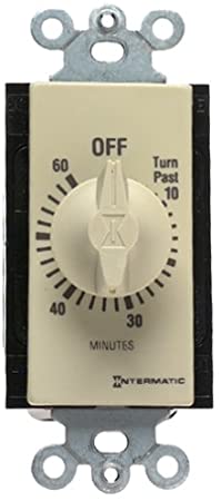 Intermatic FD60MC 60-Minute Spring-Loaded In-Wall Countdown Timer Switch for Fans and Lights, Ivory