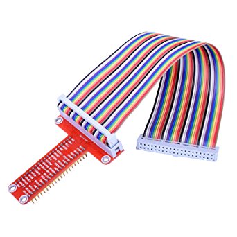 Kuman RPi GPIO Breakout Expansion Board   Ribbon Cable for Raspberry Pi 3 2 Model B & B  Assembled GPIO Adapter 20cm FC40 40pin Flat Ribbon Cable