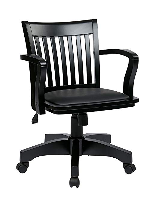 Office Star Wood Bankers Desk Chair with Vinyl Seat