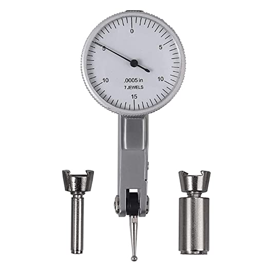 Neoteck Professional Dial Test Indicator 0-0.03", High Precision 0.0005" 0-15-0, Steel Hardened All Metal Components with 2 Steel Dovetail Clamps in Storage Case