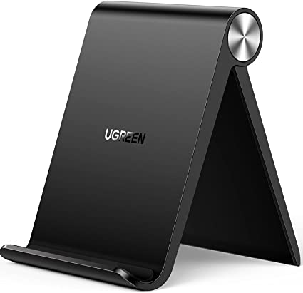 UGREEN Small Cell Phone Stand Holder Portable Foldable iPhone Desk Stand Open Back Adjustable Phone Stand Compatible with iPhone 14 Pro Max Plus 13 12 Samsung Galaxy S23 Ultra, Black