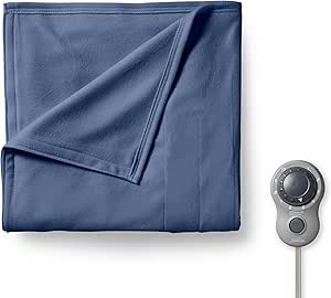 Sunbeam Royal Ultra Admiral Blue Heated Blanket 12 Heat Settings Auto-Shut Off Machine Washable Full