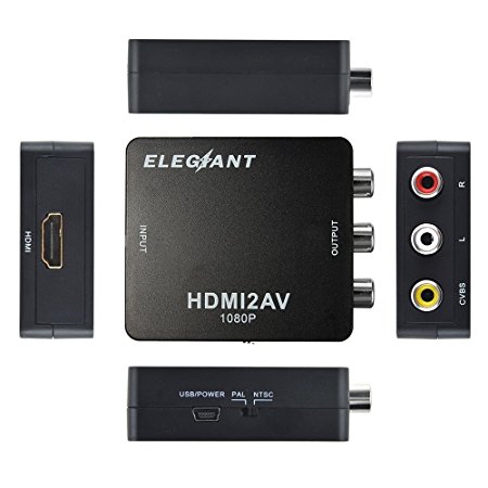 ELEGIANT Mini Flexible HDMI to RCA Audio Video AV CVBS HD TV Converter USB 720p/1080P Black
