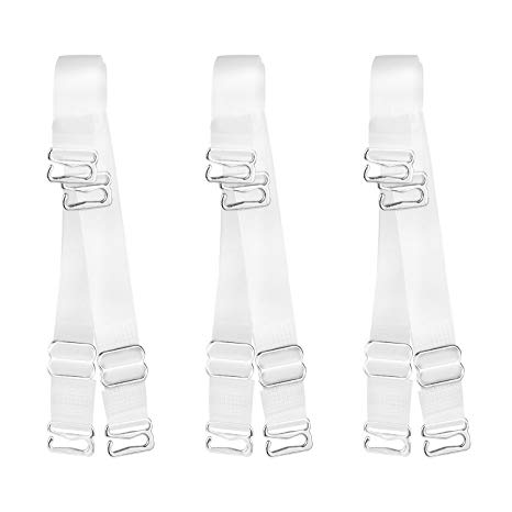 AOFU 3Pairs Women's Clear Invisible Non-Slip Bra Straps Adjustable Froste Bra Straps Replacement (Multiple Width)12mm/15mm