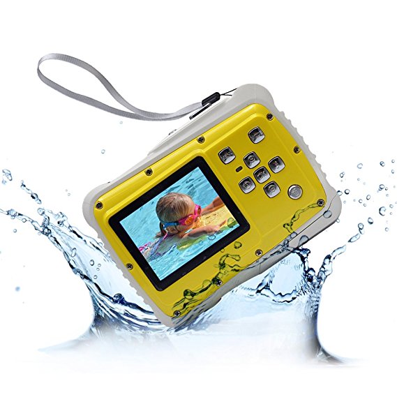 Waterproof Digital Camera for Kids, 12MP HD 3M Underwater Camcorder with 2.0 Inch LCD Display, 8X Digital Zoom, Flash and Mic for Boys Girls Gift (Yellow)