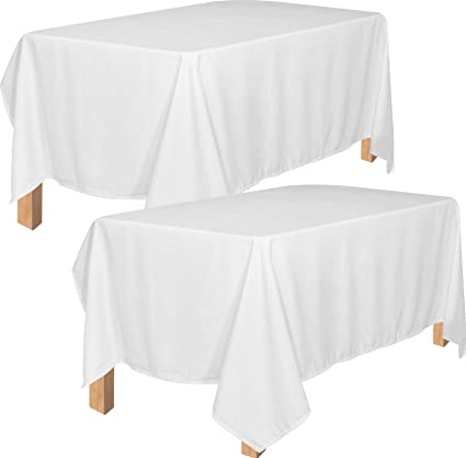 Utopia Kitchen Polyester Tablecloth – 90 x 132 Inches Table Cover - Machine Washable - Great for Parties, Events, Wedding and Restaurants (Pack of 2, White)