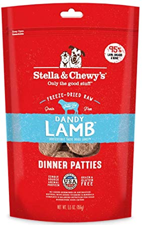 Stella & Chewy's Freeze-Dried Raw Dandy Lamb Dinner Patties Grain-Free Dog Food, 14 ounce bag
