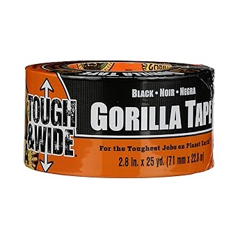Gorilla Tough & Wide Duct Tape, 2.88" x 25yd, Black, (Pack of 1)