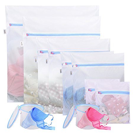 Plusmart Lingerie Bags for Laundry Set of 10 Mesh Laundry Bag Delicates Laundry Bag for Women Wash Bag Washing Machine Bag to Protect Blouse Hosiery Stocking Underwear Includes Laundry Bags Bra Bags