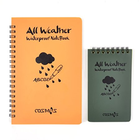 Cosmos ® Pack of 2 Assorted Color Tactical Waterproof All-weather /Shower /Aqua Notes /Pocket Notebook /Notepad