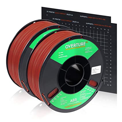 OVERTURE ABS 1.75mm Filament with Build Surface 200mm ¡Á 200mm 3D Printer Consumables, 1kg Spool (2.2lbs), Dimensional Accuracy  /- 0.05 mm, Fit Most FDM Printer (Red 2-Pack)