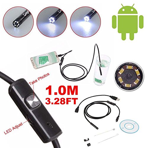 Android Smartphone USB Endoscope 3.0 MP CMOS HD Borescope Waterproof Inspection Camera Snake Camera for Samsung Galaxy/Note/SONY/Nexus/Android system with OTG function (1 Meter Cable 5.5 MM)